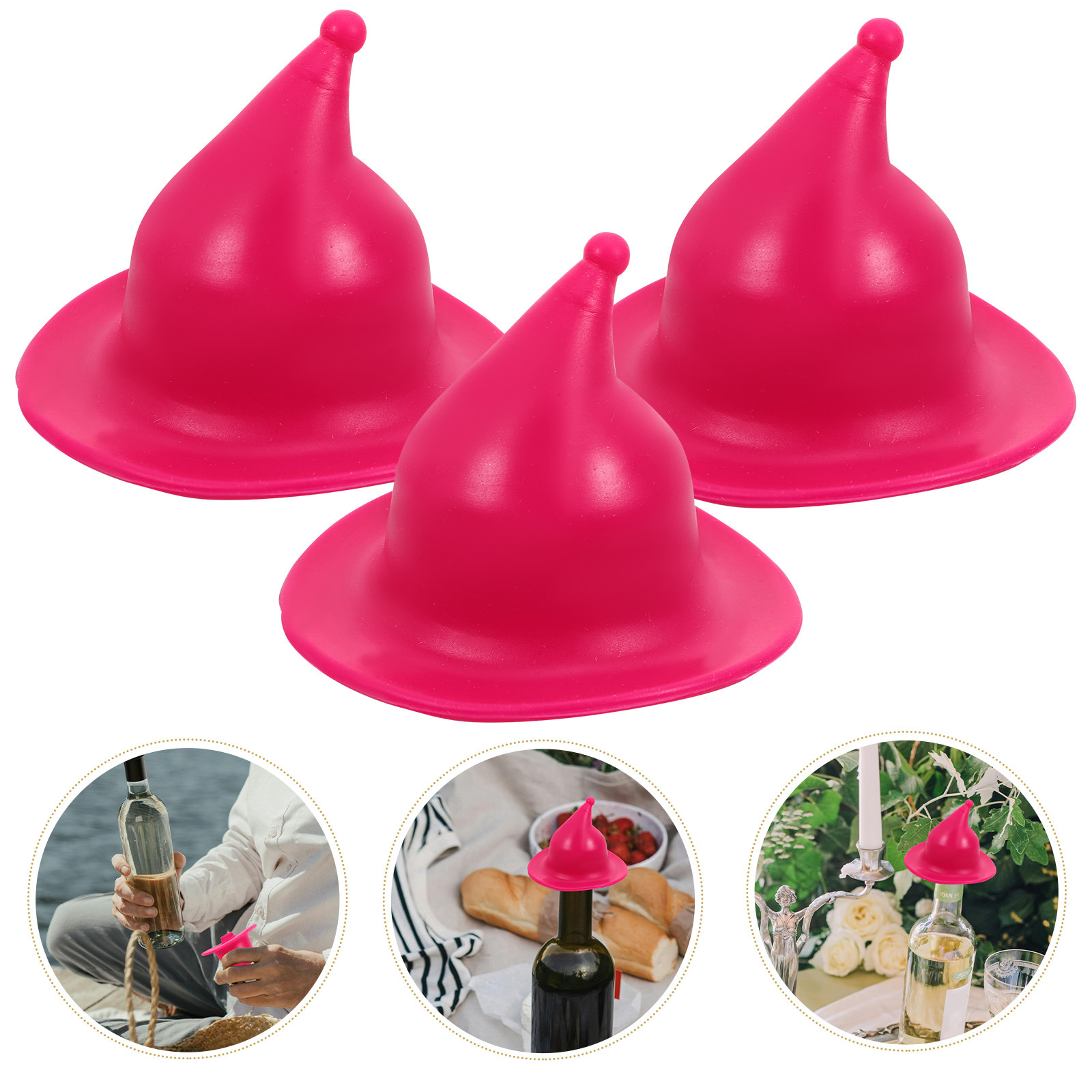 Wine Beer Hat - 4Pcs Silicone Wine Bottle Stopper Witch