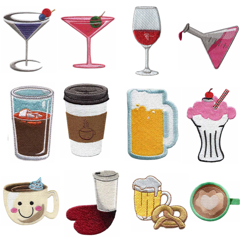Cup & Drink Themed Iron-on Emb - Wine Beer Hat ulasan dan harga