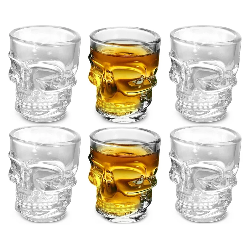 1/2Pcs Skull Head Shot Glass C - Whisky Beer And Wine ulasan dan harga