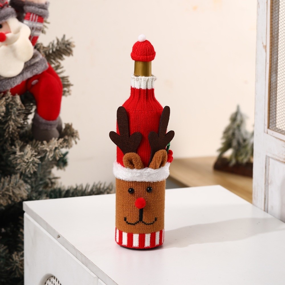 Knitted Wine Bottle Cover Elk  - Wine Beer Hat ulasan dan harga