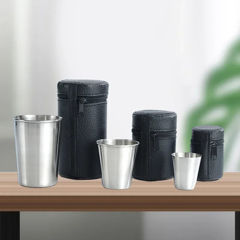 4Pcs Outdoor Travel Stainless  - Whisky Beer And Wine ulasan dan harga